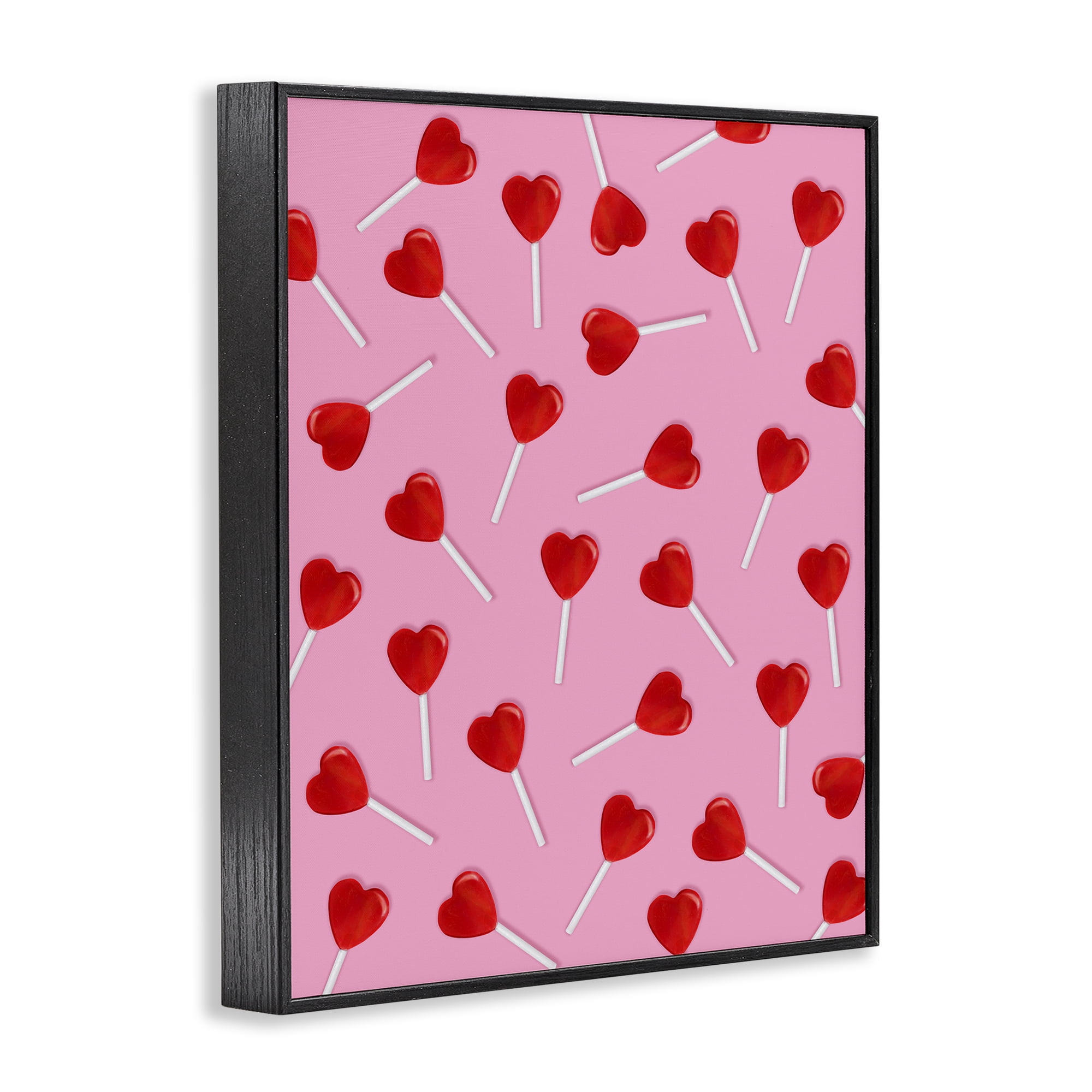 Stupell Industries Heart Lollipop Pattern Black Framed Giclee Art, design by LISH Creative