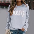 thumbnail image 2 of XIAOCHA Women's "Merry" Letter Sweatshirt Loose Crew Neck Pullover Top Casual Holiday Simple Sweatshirts, 2 of 6