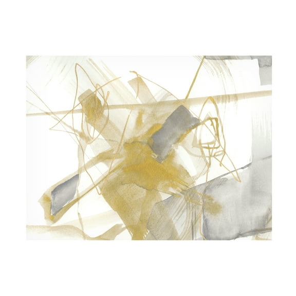 Jennifer Goldberger 'Gold & Grey Exploration V' Canvas Art