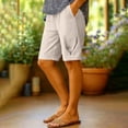 thumbnail image 5 of CFLVAEK Linen Bermuda Shorts for Women Knee Length High Waisted Shorts Summer Casual Wide Leg Beach Vacation Outfits with Pockets Khaki M, 5 of 6