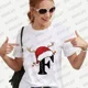 thumbnail image 3 of Camiseta navideña a juego para la familia, ropa de mujer a la moda, 26 letras del alfabeto, camisetas gráficas estampadas, ropa de calle, camisetas de manga corta, 3 of 4
