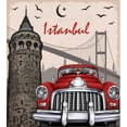 thumbnail image 3 of Istanbul Duvet Cover Set Twin Size, Galata Tower Bosphorus Image Bridge Old Fashioned Chevrolet Car Vintage Scenery, Decorative 2 Piece Bedding Set with 1 Pillow Sham, Multicolor, by Ambesonne, 3 of 3
