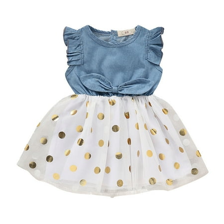 

KI-8jcuD Toddler Little Girls Summer Casual Dress Dress Dot Toddler Sleeveless Bow Denim Baby Tulle Clothes Dresses Print Girls Girls Dress&Skirt Toddler Bunny Dress Vintage Clothes for Little Girls