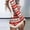 Red, variant on Azrian Women's Christmas Snowflake Print Feather Trim Button Front Adult Onesie Home Wear Siamese Pajamas