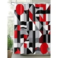 thumbnail image 2 of Abstract Seamless Stitching Shower Curtain, Red Black Striped Design Waterproof Shower Curtain Set with 12 Hooks Lightweight Washable Fabric Shower Curtains for Bathroom 72x84 Inches, 2 of 6
