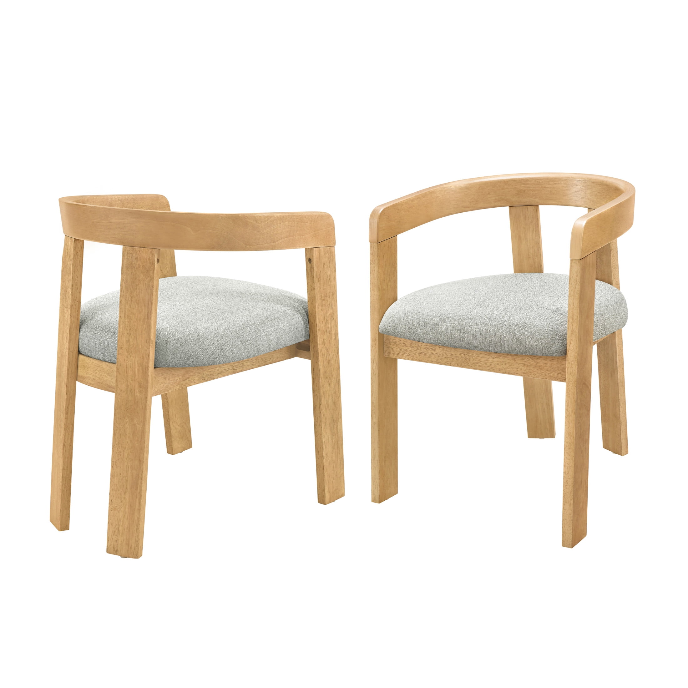 Christopher Knight Home Modern Barrel Dining Chairs, Grayish Green Upholstered, Natural, Set of 2