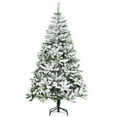thumbnail image 2 of HOMCOM 6' Tall Unlit Snow Flocked Pine Artificial Christmas Tree with Realistic Branches, Green, 2 of 9