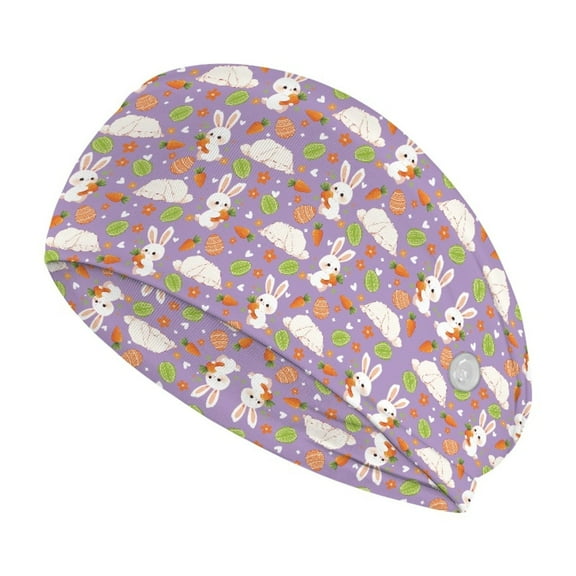 Jiueut Easter Rabbit Nurse Button Headband Nursing Headbands with Buttons for Mask Stretchy Headband for Running Cycling Football Basketball Yoga Workout Sport Headband Sweat