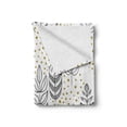thumbnail image 2 of Ethnic Soft Flannel Fleece Throw Blanket, Hand Drawn Style Herbs Leaves in Style with Dots, Cozy Plush for Indoor and Outdoor Use, 60" x 80", Khaki Grey and White, by Ambesonne, 2 of 6