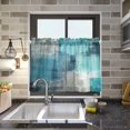 thumbnail image 6 of Turquoise and Grey Kitchen Curtains Valances and Tiers Set of 3 Teal Abstract Art Window Curtains Modern Rod Pocket Short Tier Curtain Valance Sets for Home Cafe Window Decor 52x36in, 6 of 6