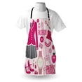 thumbnail image 3 of Girls Apron Fashion Theme in Paris with Outfits Dress Watch Purse Perfume Parisienne Landmark, Unisex Kitchen Bib Apron with Adjustable Neck for Cooking Baking Gardening, Pink Biege, by Ambesonne, 3 of 3