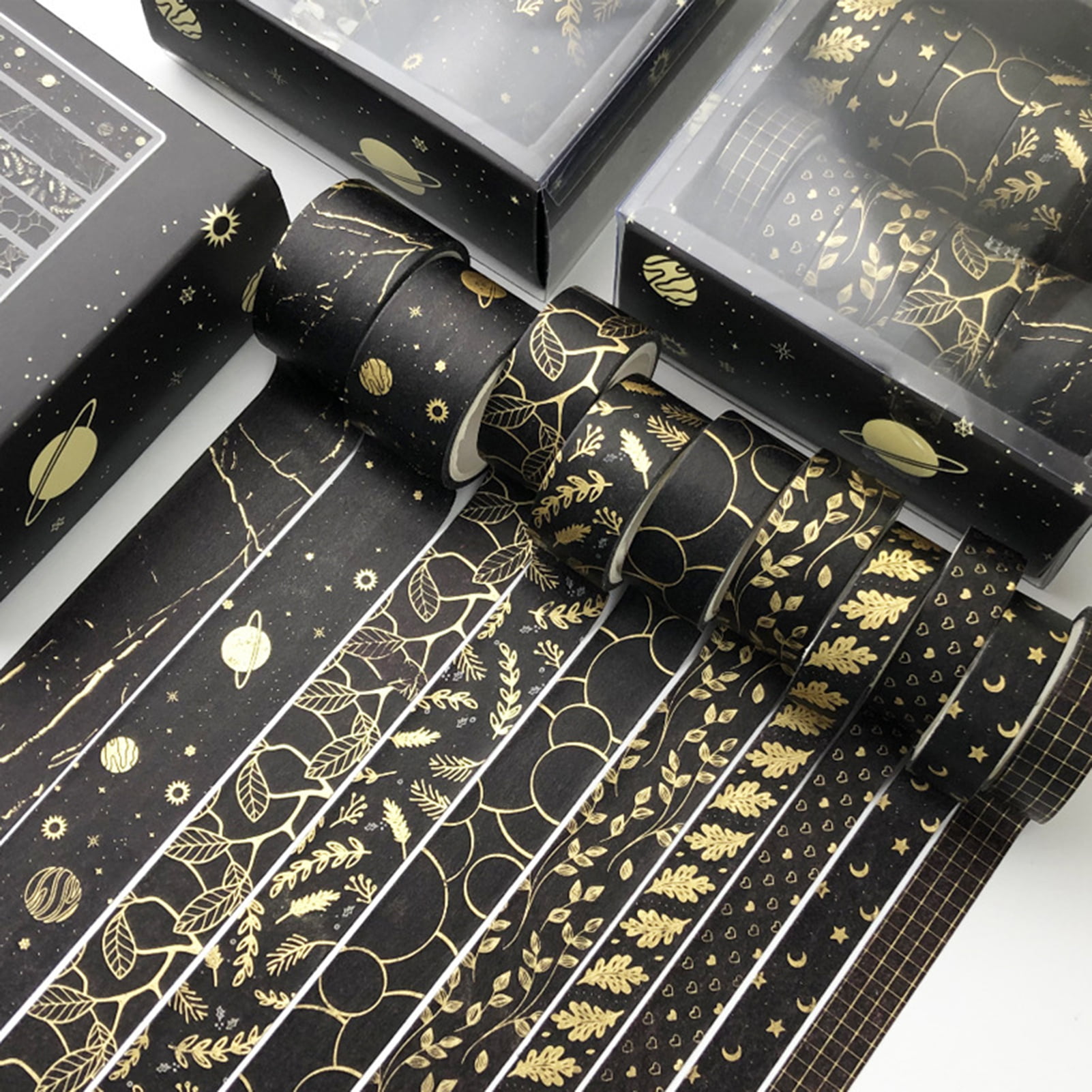 LA TALUS 10 Rolls Stamping Tape DIY Decorative Washi Golden Color Pattern  Masking Tape for Scrapbooking size 2 