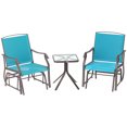 thumbnail image 1 of Outsunny Ensemble de 3 Pcs pour Patio avec Fauteuils Berçants, Ensemble de Balancelles d'Extérieur avec Table en Verre, 1 of 10
