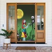 The Nightmare Before Christmas Door Cover Decorated Banner Tapestry Home Decoration Holiday Party Supplies Door Banner Porch Sign Banner 72.8 x 35.4 Inch