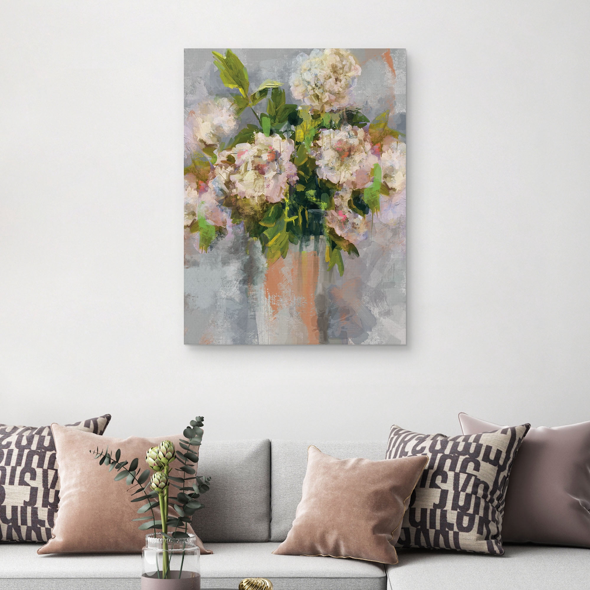 Modern Floral I Coral by Studio Arts Canvas Art Print