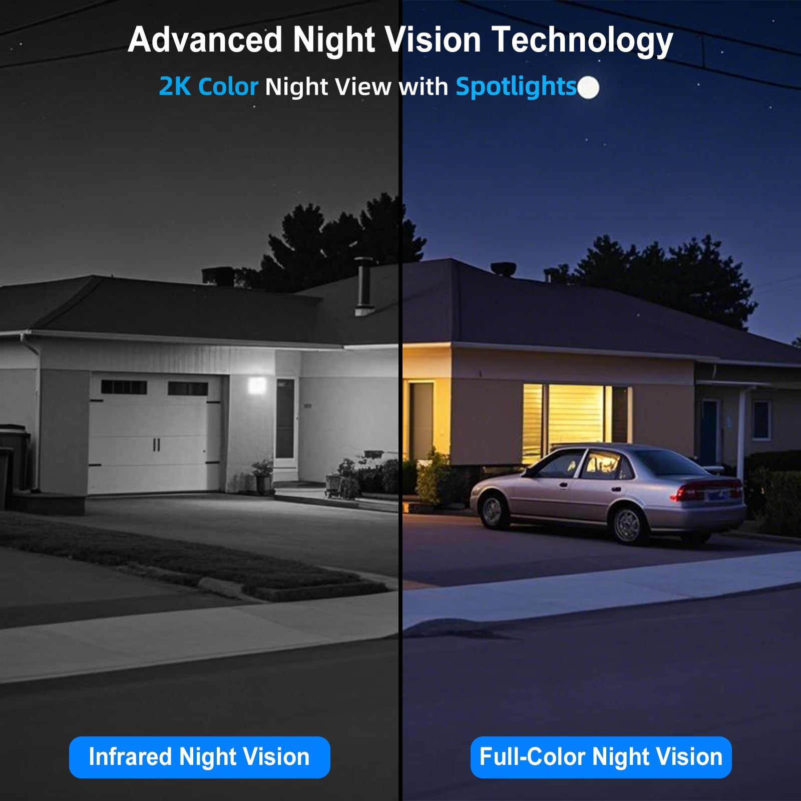 ARCCTV 2K Solar Security Camera Wireless Outdoor, Home Surveillance Camera with Embedded Solar Panel, Night Vision&Waterproof,2-Way Audio,2.4G/5G WiFi