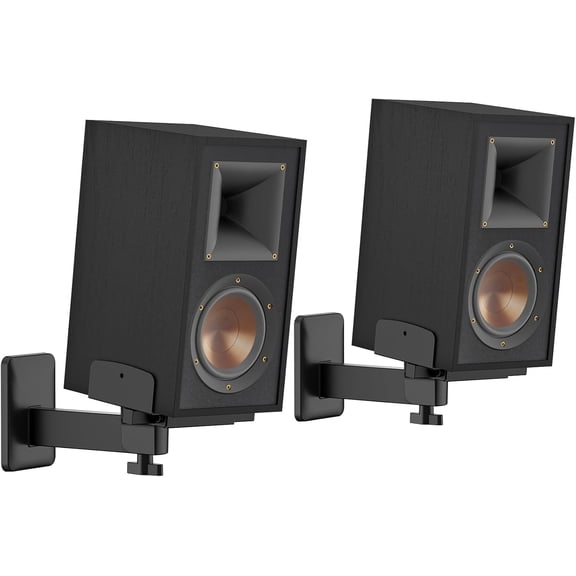 Pair of Adjustable Speaker Wall Mount for Klipsch Bookshelf Speaker Mount - Heavy Duty Side Clamping Wall Speaker Mounts for Klipsch R-40PM R50M RP-500M II RP-600M II Speaker Mount, 55 LBS Capacity