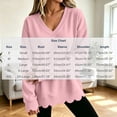 thumbnail image 3 of Eryao Oversized Pullover Sweatshirts for Women Fall Winter Lightweight Scalloped Sweatshirt Baggy V Neck Long Sleeve Solid Color Tops Pink,XXL, 3 of 7