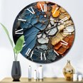 thumbnail image 1 of Designart "Fluid Movements Blue Orange Expression" Abstract Shapes Oversized Wall Clock, 1 of 6
