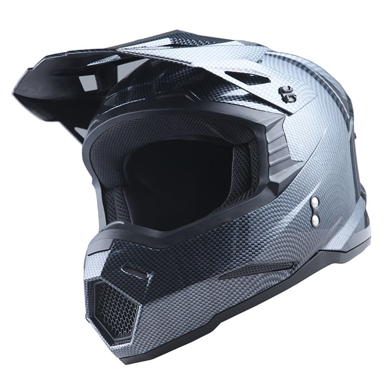 1Storm Adult Motocross Helmet BMX MX ATV Dirt Bike Helmet Racing Style  HF801; Carbon Fiber Black - Walmart.com