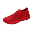 thumbnail image 4 of LUCKY STEP Fashion Breathable Rhinestone Sneaker Mesh Slip On Walking Shoes,Red,Womens, 4 of 6
