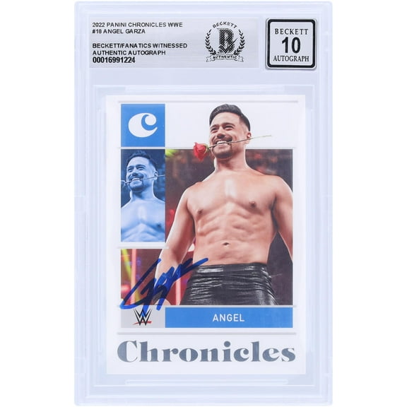 Angel Garza WWE Autographed 2022 Panini Chronicles #18 Beckett Fanatics Witnessed Authenticated 10 Card - Fanatics Authentic Certified