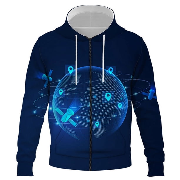 Sudadera con capucha y cremallera para primavera y otoño para hombre y mujer, sudadera con tecnología digital, jersey con estampado 3D, ropa de calle para niño y niña, abrigo con capucha para niño y n
