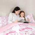 thumbnail image 5 of Homewish Cute Princess Goose Queen Comforter Set,Kawii Bowtrie Ribbon Bedding Sets,Pink White Bedding Comforter Set For Girls Kids,Breathable Home Decor Reversible,3-Piece, 5 of 8