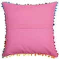 thumbnail image 3 of Stylo Culture Indian Decorative Throw Pillow Covers 16 x 16 Embroidered Suzani Pink Green Elegant 40x40 cm Pom Pom Lace Cotton Floral Square Cushion Covers | Set Of 5, 3 of 5