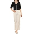 thumbnail image 2 of Allegra K Women's Elegant Elegant Contrast Trim V Neck  Long Sleeve Work Blouse, 2 of 6