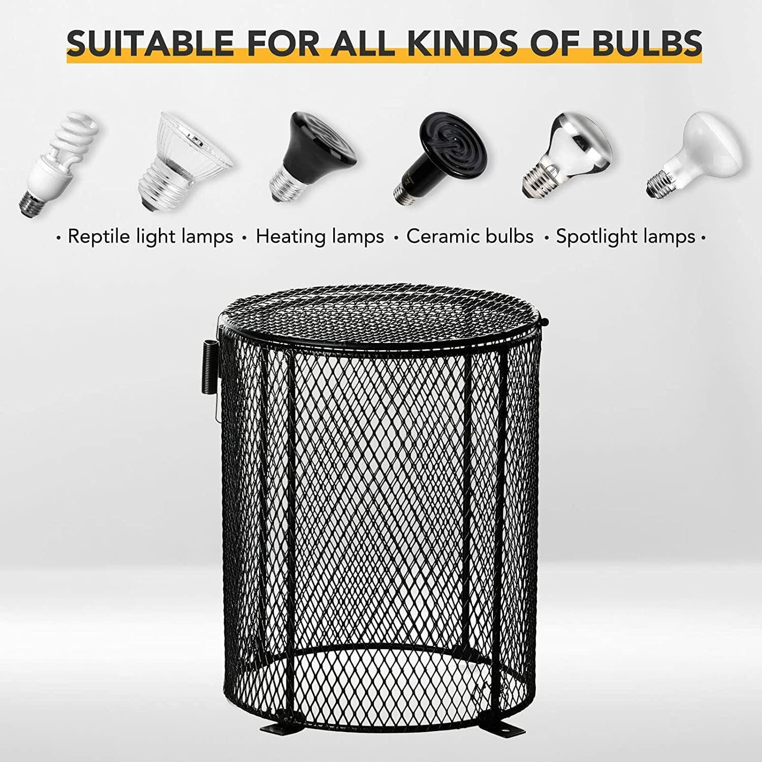 Reptile Heat Basking Lamp Guard Mesh Cage Light Bulb Protector