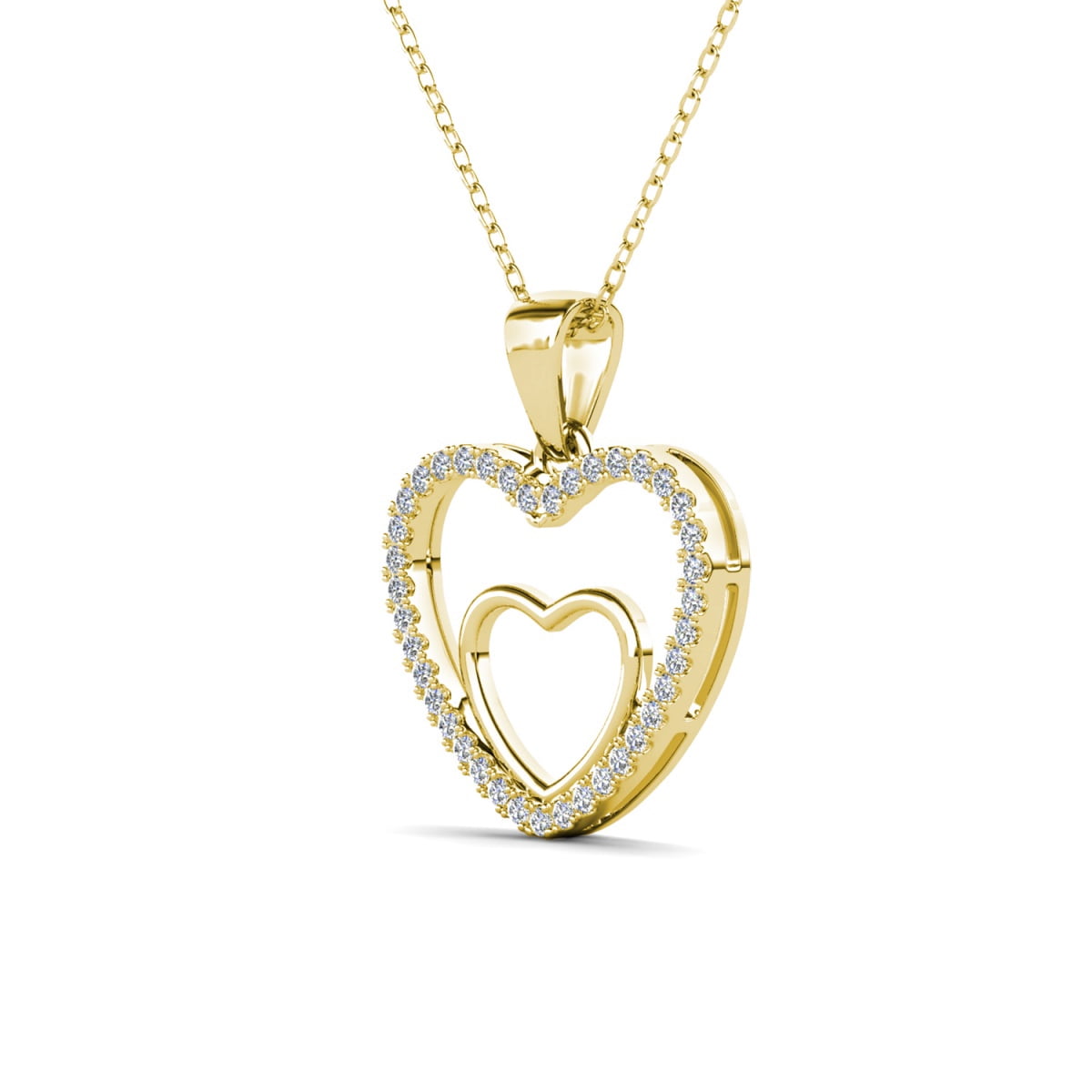 Cate & Chloe Amorette 18k Yellow Gold Plated Pendant Necklace with Simulated Diamonds Gift for Women