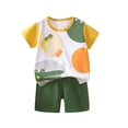 thumbnail image 2 of ITSAME Outfit 2-Piece for Toddler Boys, Cotton Short Sleeve Crewneck Top and Shorts Summer Fashion Casual Set Multicolor 5-6T, 2 of 5