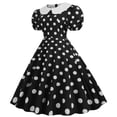 thumbnail image 4 of Quixlent Women Party Dress Vinatge Big Hem Contrast Color Dot Print High Waist Back Zipper Short Bubble Sleeve Doll Collar 50s 60s Prom Wedding Princess Dress, 4 of 8
