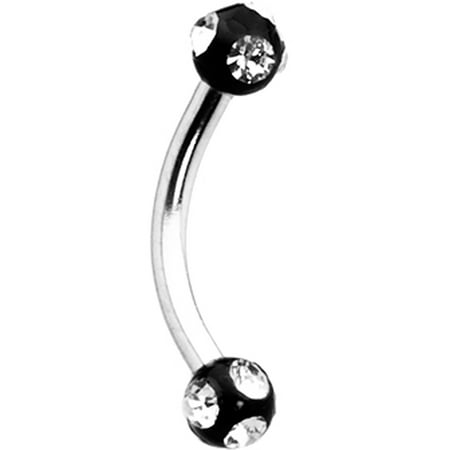 Black Eyebrow Ring - Clear Black Acrylic Ball Eyebrow Ring