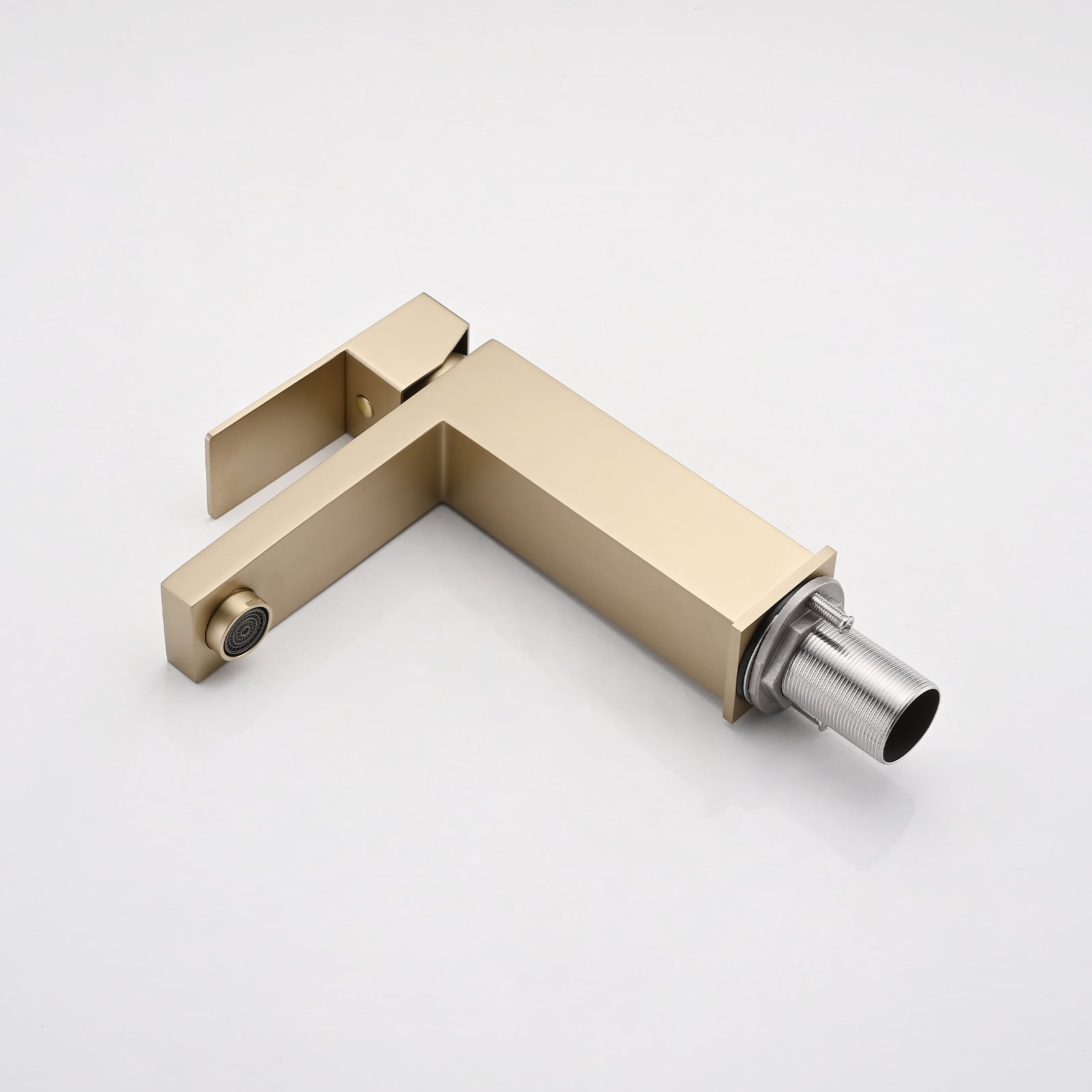 MAYEERTY 1-Hole 1-Handle Stainless Steel Bathroom Faucet with Deckplate & Drain, Brushed Gold