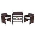 thumbnail image 2 of Gymax 4 PC Rattan Patio Furniture Set Garden Lawn Sofa Cushioned Seat Wicker Sofa, 2 of 8