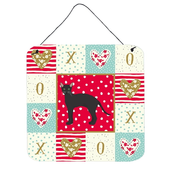Black German Rex Cat Love Wall or Door Hanging Prints Red