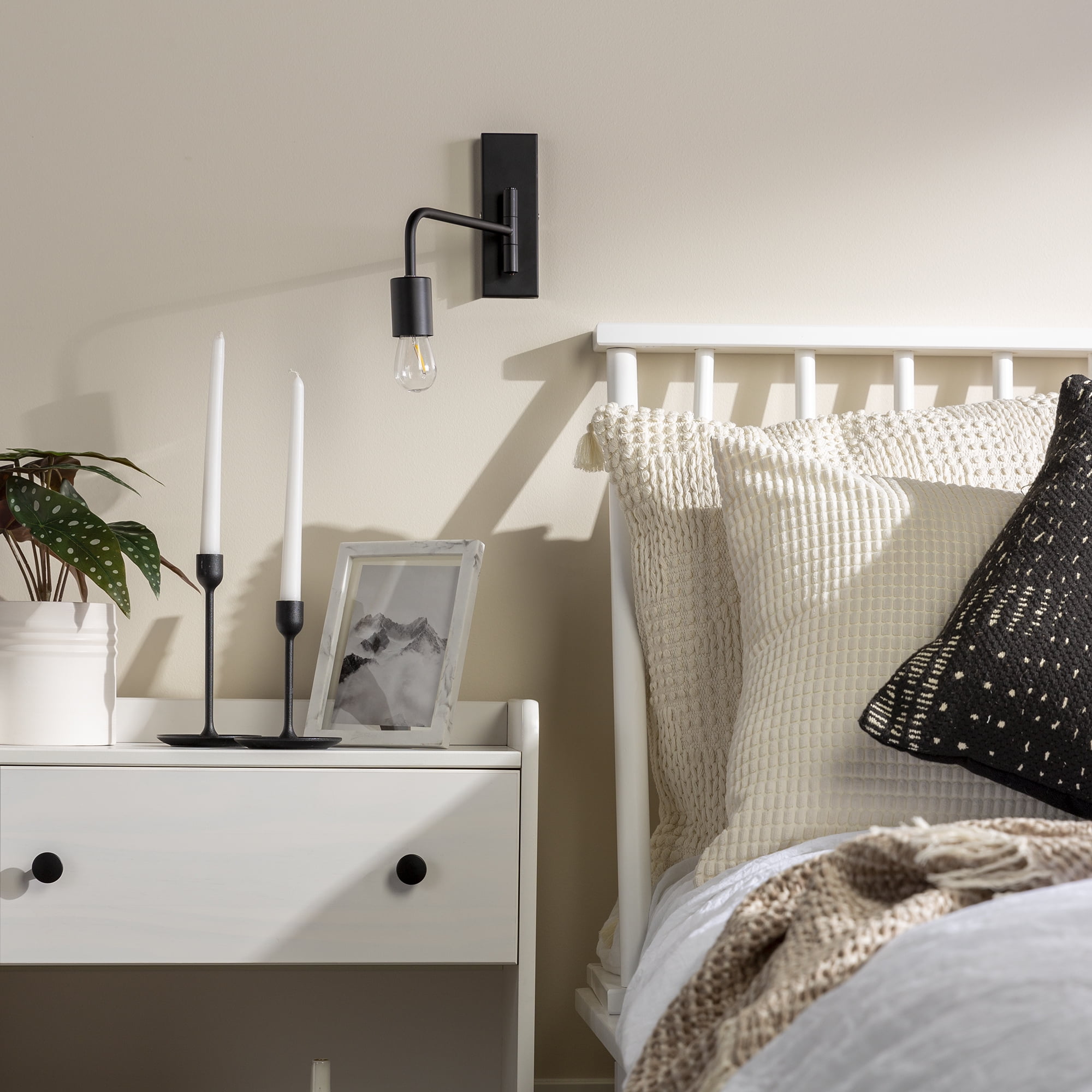 Manor Park Mid Century Modern Tray Top Nightstand, White