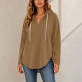 thumbnail image 5 of Ozmmyan Womens V Neck Lightweight Hooded Sweatshirt for Womens Long Sleeve Drawstring Pullover Tunic Top with Curved Hem Fall Winter Casual Hoodie, 5 of 8