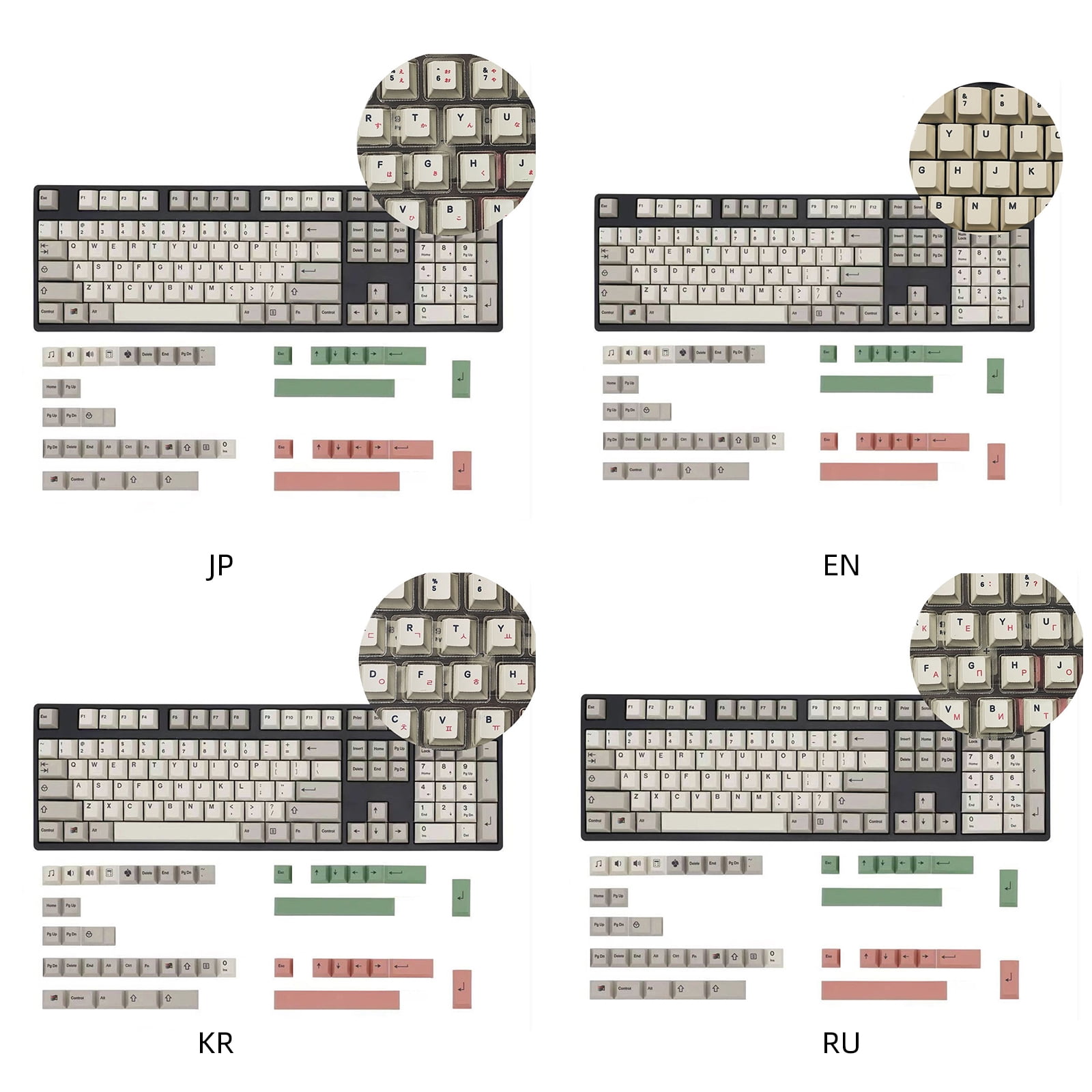 149Key Keycaps Support Backlights with Retro 9009 Color English/Korean/Japanese/Russian for Mechanical Keyboards