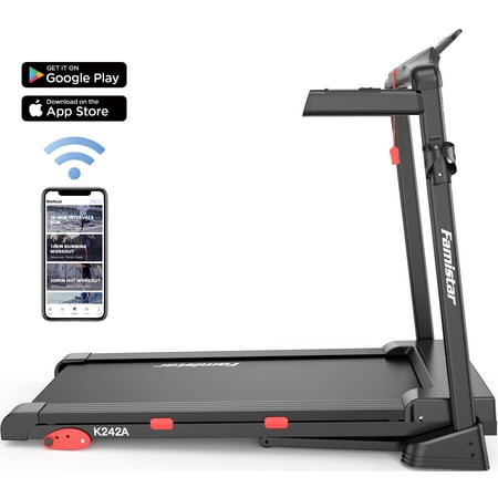 Smart Folding Treadmill with APP Control, 3.0HP Power 8MPH Speed Portable Treadmill for Home, 15 Preset Programs 3 Manual Incline Treadmill, 2.95” Thickened Running Deck, Touch Screen LED Display