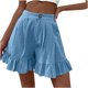 thumbnail image 2 of ICHUANYI Clearance Women's Fashion Solid Color Casual Wide Leg Ruffle Loose High Waist Shorts Pants(Sky Blue, XL) ICHUANYI WER2023080911791, 2 of 7