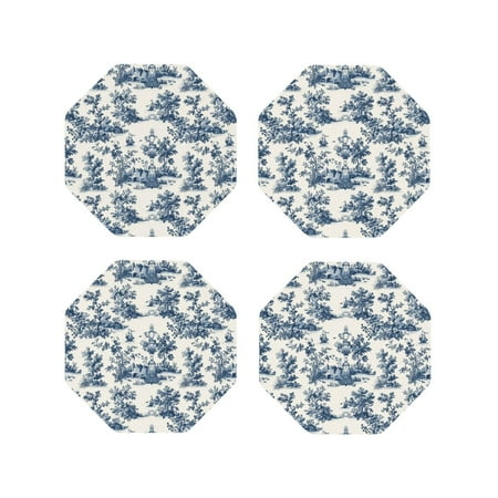 

Fuzoiu Vintage Floral 1 Print Leather Coasters Set Drink Coasters Set of 4 for Tabletop Protection Durable PVC Coasters Home Décor and Housewarming Gift-Octagon