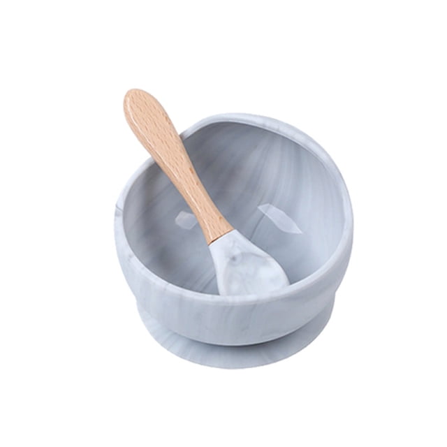 2 Pcs Baby Silicone Bowl Set, Anti-drop Spoon and Bowl, Food Grade