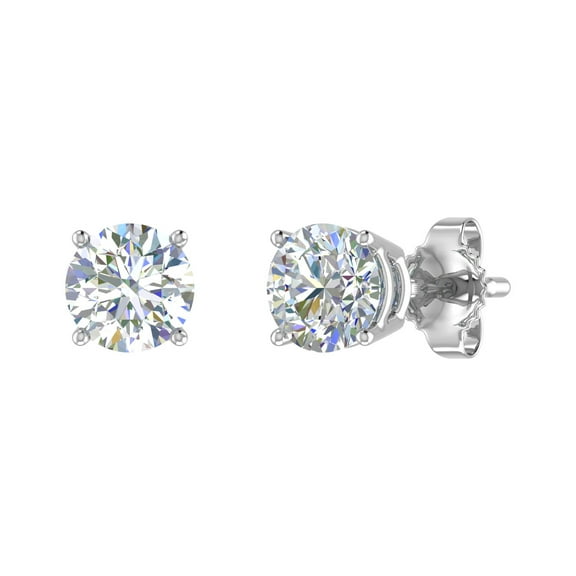 1 Carat 4-Prong Set Diamond Stud Earrings in 14K White Gold - IGI Certified