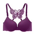 thumbnail image 2 of Bmisegm Womens Y Shape Beautiful Back Ultra Gather Butterfly Lace Glossy Bra Bra Bra for Women Purple 34, 2 of 8