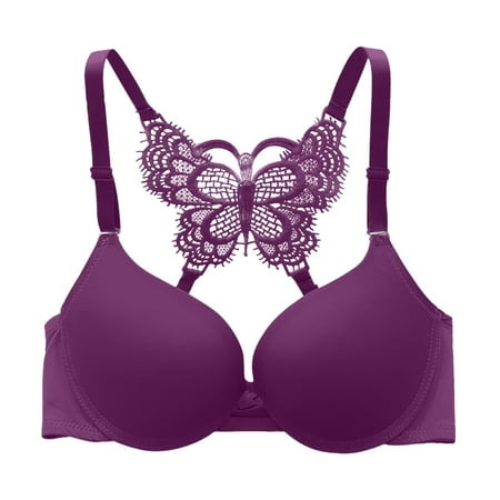 

Womens Comfortable Lingerie Womens Y Shape Beautiful Back Ultra Gather Butterfly Lace Glossy Bra Bra