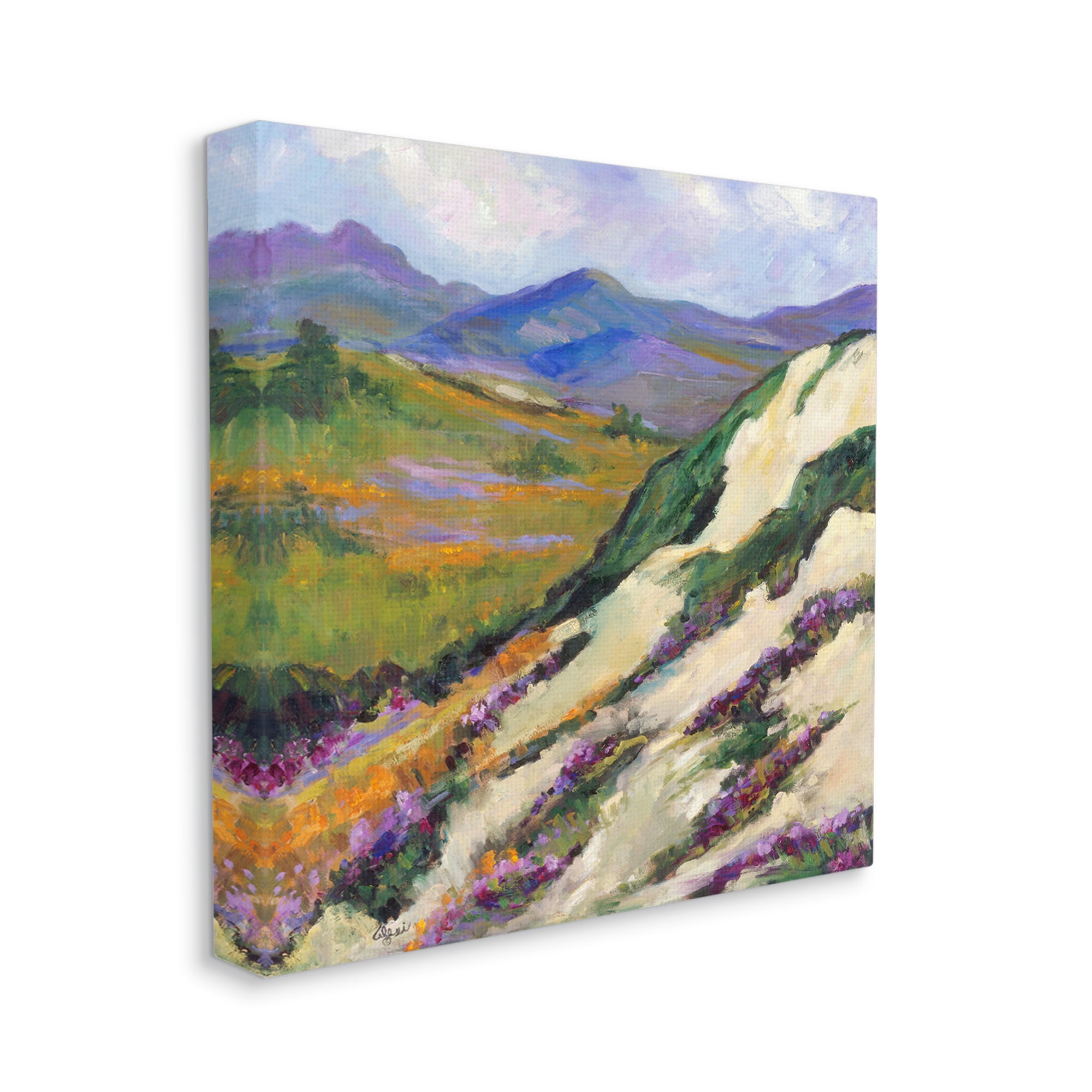 Stupell Industries Purple Mountains Landscape Landscape Painting Gallery Wrapped Canvas Art Print Wall Art, 36 x 36