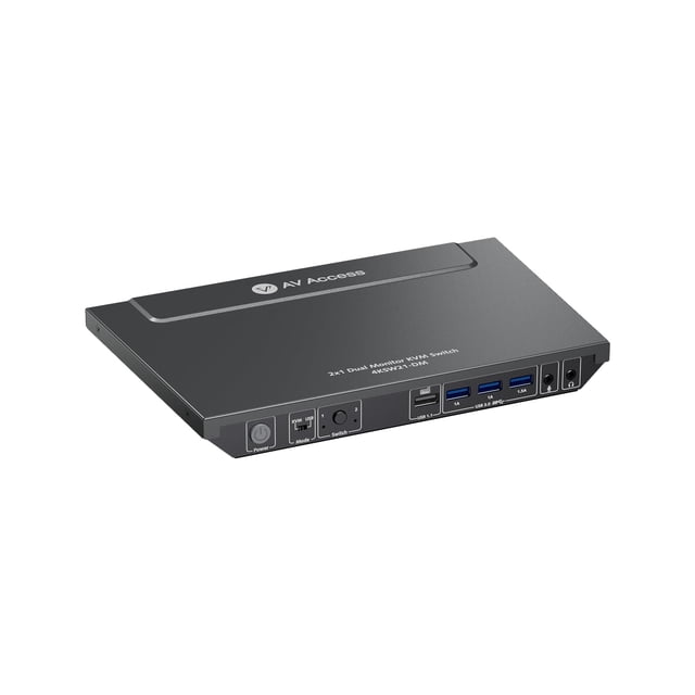 AV Access KVM Switch 2 Monitors 2 Computers, 4 USB, EDID, Fast Hotkey Switch, 4K@60Hz HDMI Dual Monitor Display 1 or 2 PCs Simultaneously,2 Desktops